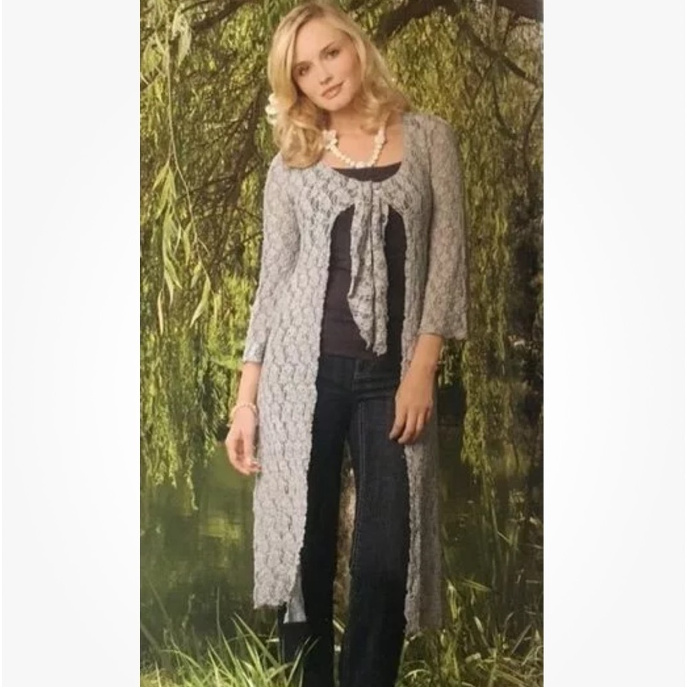 CAbi #891 Long open Lace kimono Duster Cardigan Color Mist Y2K beach festival